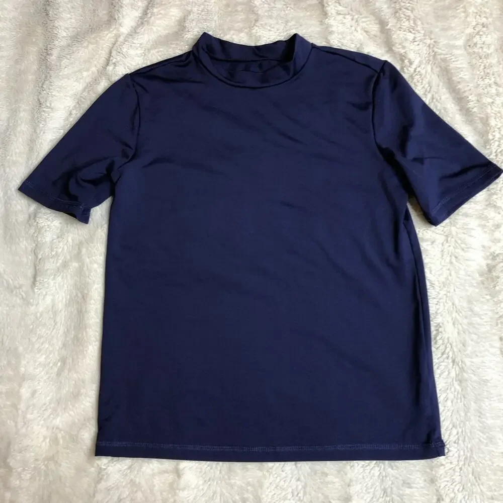 Cat & Jack navy blue shark rash guard swim trunk set size Large 10-12